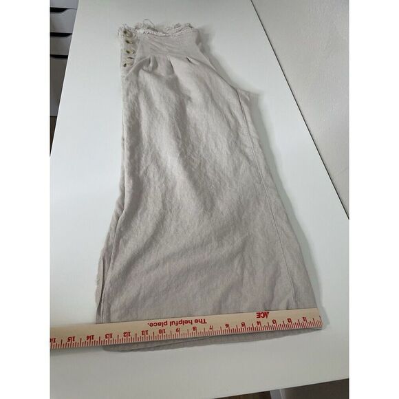 Rewash brand Size M Linen Wide Leg Capri Sailor Button Pants Raw Waist Y2K - Picture 9 of 9